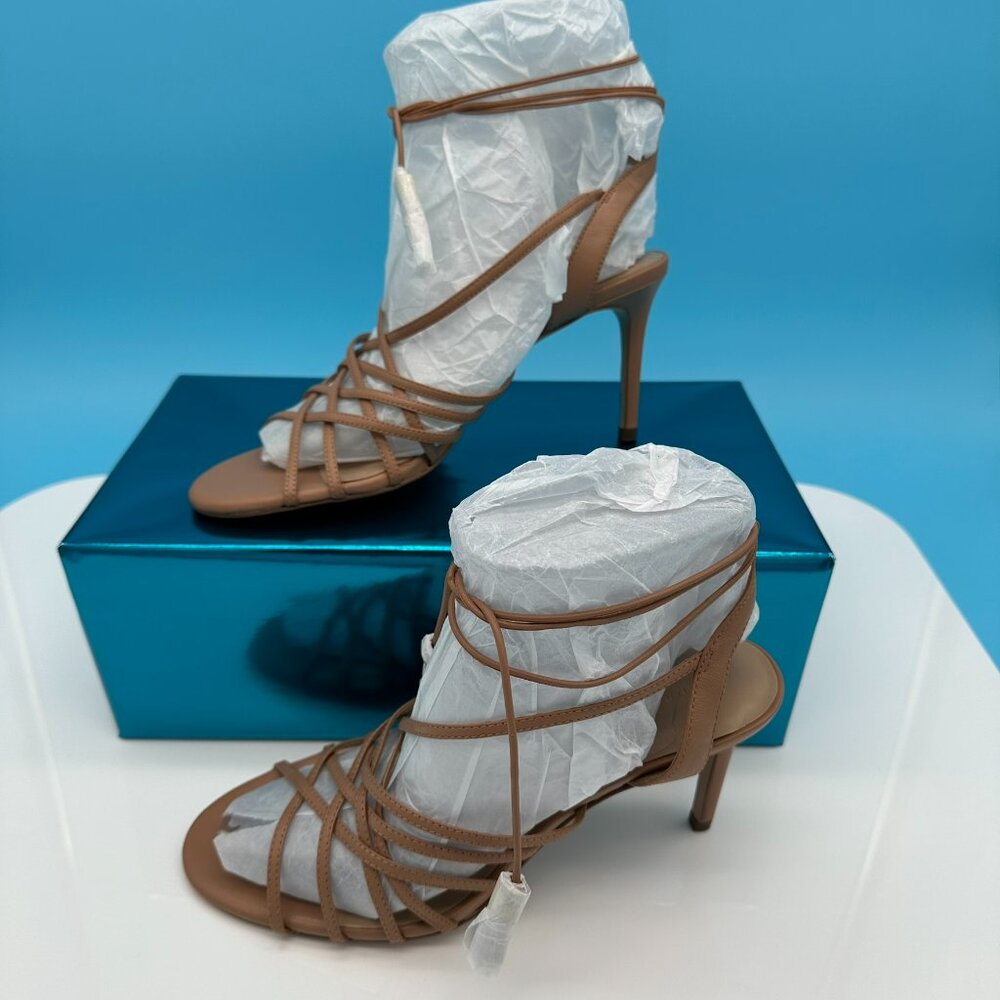 Ann Taylor Women's Strappy Caged Gladiator Lace Up High Heel Shoe, Size 8M, Nude